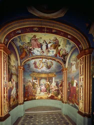 Die Geburt Christi, flankiert von der Heiligen Maria Magdalena und dem Heiligen Johannes dem Evangelisten, um 1842